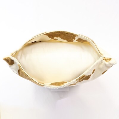 OKADA TEXTILE ホルスタイン柄エコファークッション(オフホワイト×ベージュ)