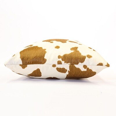 OKADA TEXTILE ホルスタイン柄エコファークッション(オフホワイト×ベージュ)