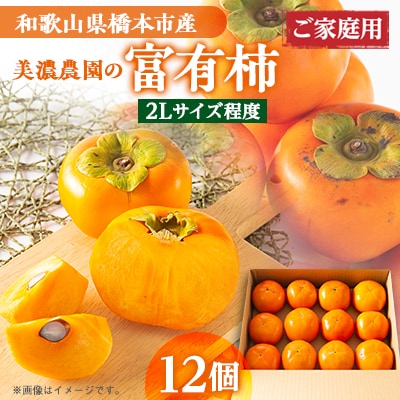 和歌山県産　美濃農園の富有柿　ご家庭用　12個(2Lサイズ程度)