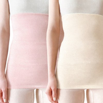 【さくらピンク1枚・クリーム1枚】(2枚セット)シルク100%オールシーズン腹巻き(男女兼用)