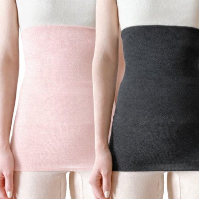 【さくらピンク1枚・チャコール1枚】(2枚セット)シルク100%オールシーズン腹巻き(男女兼用)