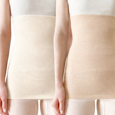 【クリーム1枚・オートミール1枚】(2枚セット)シルク100%オールシーズン腹巻き(男女兼用)