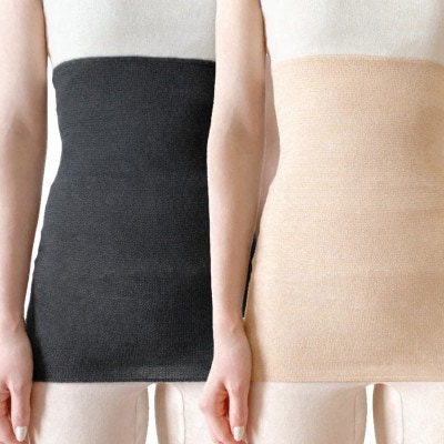 【チャコール1枚・オートミール1枚】(2枚セット)シルク100%オールシーズン腹巻き(男女兼用)