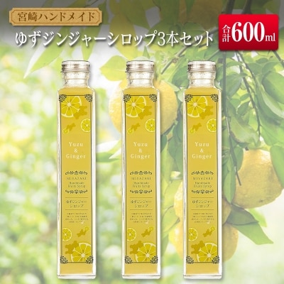 ◆宮崎ハンドメイド　ゆずジンジャーシロップ×3本(合計600ml)