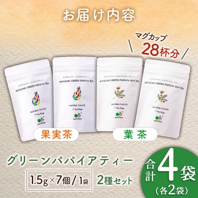 グリーンパパイアティー 2種 セット (果実茶&葉茶) ティーバッグ 計4袋 宮崎県産