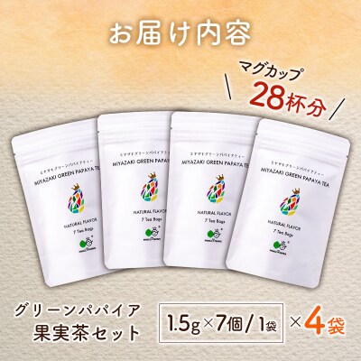グリーンパパイアティー 果実茶 計4袋 セット (1.5g×7個/1袋) ティーバッグ 宮崎県産