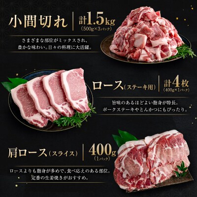 宮崎県えびの市産 いもこ豚 バラエティーセット 計3.2kg