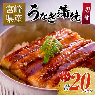 宮崎県産 うなぎ 蒲焼 切身 20パック 計1kg 個包装 国産 鰻 20枚