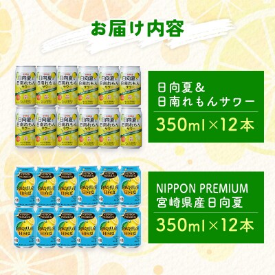 南国宮崎県特産「日向夏」でつくった酎ハイ 2種飲み比べセット 350ml×24本