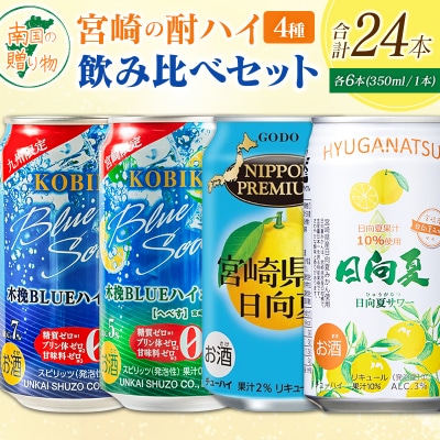 宮崎の酎ハイ 4種 飲み比べ 350ml缶×各6本(木挽BLUEハイボール | 木挽BLUEハイボー