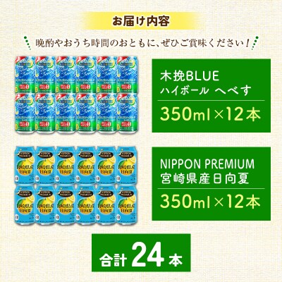 宮崎の酎ハイ 2種 飲み比べ 350ml缶×各12本 (木挽BLUEハイボール へべす | NIPP