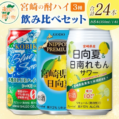宮崎の酎ハイ 3種 飲み比べ 350ml缶×各8本 (木挽BLUEハイボール へべす | NIPPO