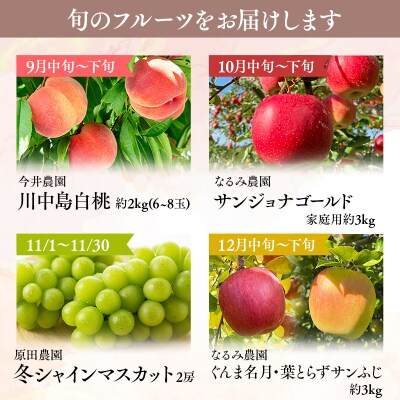 家庭用フルーツ定期便　4回(桃・シャインマスカット・りんご3種)
