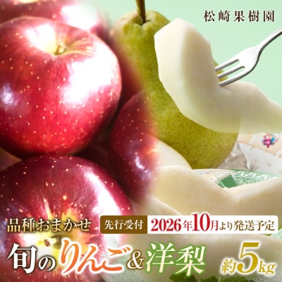 【2026年発送/先行予約】品種おまかせ 旬のりんごと洋梨詰合せ 約5kg【松崎果樹園】