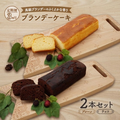 ＜3ヶ月定期便＞ブランデーケーキ2本セット(プレーン・チョコ)[No.5325-0319]