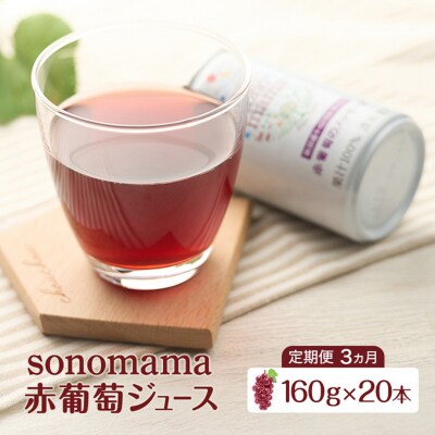 《定期便3ヵ月》赤葡萄ジュース「sonomama」(160g×20本)[No.5325-0360]