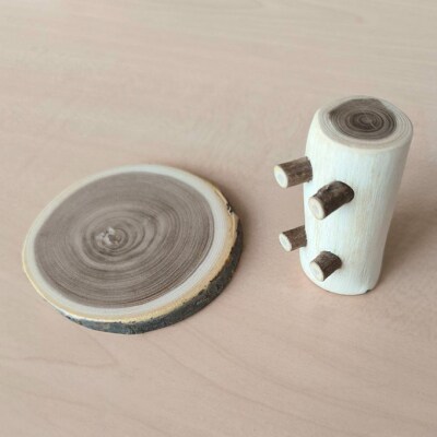 木製 エンジュのやすらぎアロマウッド台座付き 猫の足跡入り[No.5325-0559]