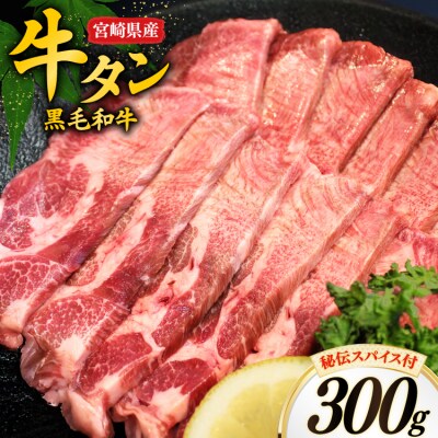 牛肉 牛タン 宮崎県産 黒毛和牛 タン スライス 300g  [31bn0001]