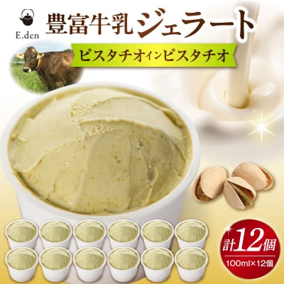 E.den(エデン) 豊富牛乳ジェラート ピスタチオインピスタチオ 100ml×12個