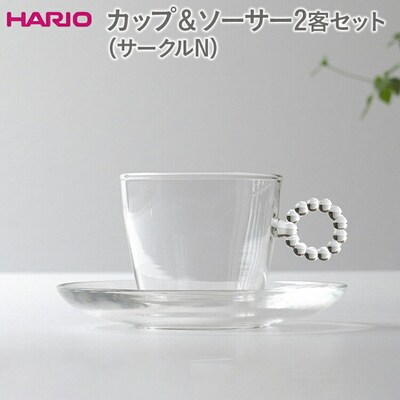 HARIO カップ&ソーサー 2客セット「サークルN」シリーズ[HTW-CS-C-N] _DL21