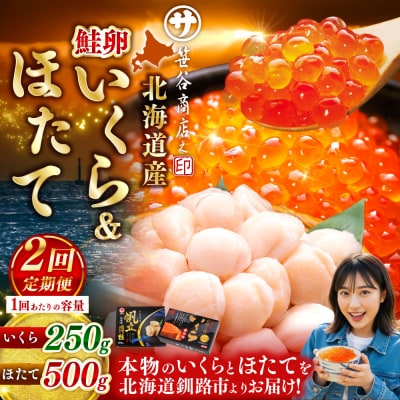 【2ヶ月定期便】 笹谷商店 新物 北海道産 いくら醤油漬け250g&ほたて貝柱500g