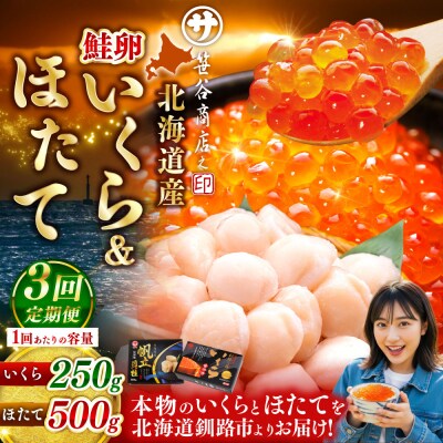 【3ヶ月定期便】 笹谷商店 新物 北海道産 いくら醤油漬け250g&ほたて貝柱500g