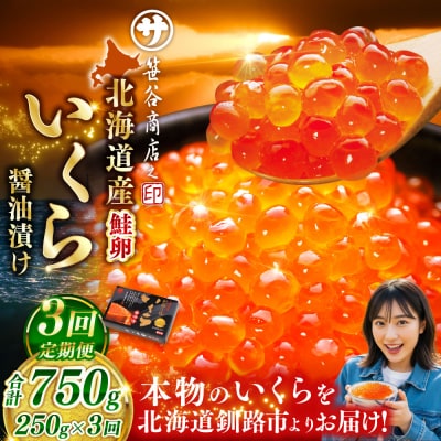 【3ヶ月定期便】 新物 北海道産いくらしょう油漬250g 笹谷商店