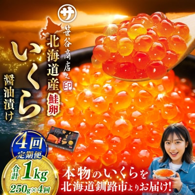 【4ヶ月定期便】 新物 北海道産いくらしょう油漬250g 笹谷商店