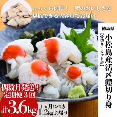 定期便 偶数月 3回 鱧 ハモ 切り身 計 3.6kg 1.2kg × 3ヵ月 冷凍 国産 魚介