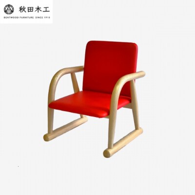 【秋田木工】キッズチェア「ゆざわっこ」　ナチュラル塗装×レッド[O7401-2]