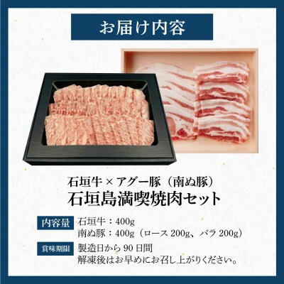 石垣牛×アグー豚(南ぬ豚)石垣島満喫焼肉セット(各400g 計800g)