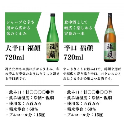 晩酌おすすめ日本酒飲み比べ720ml×6本セット  吟醸 特別本醸造 [福顔酒造]【019S008】