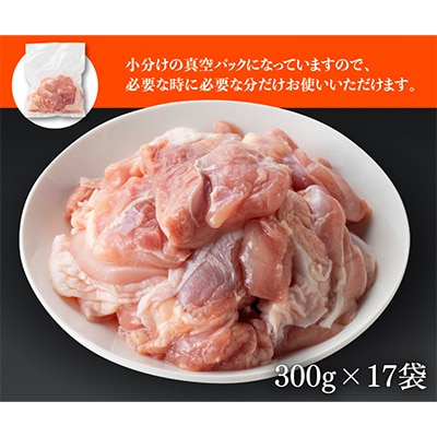 【期間限定】小分け!若鶏もも切身5.1kg(300g×17袋)