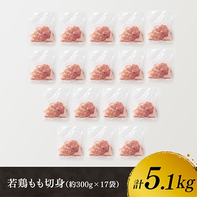 【期間限定】小分け!若鶏もも切身5.1kg(300g×17袋)