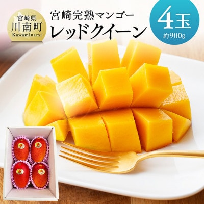【令和8年発送】宮崎県産完熟マンゴー　「レッドクイーン」4玉(約900g)