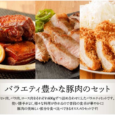 川南ポーク(バラ、ロース、ヒレ)3種ブロック計1.8kg