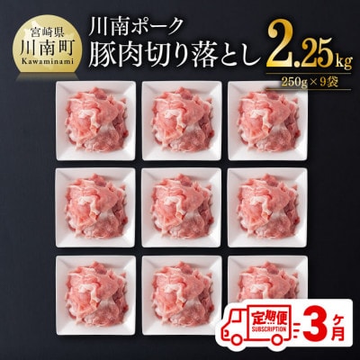 【毎月定期便】川南ポ-ク切り落とし2.25kg　250g×9袋全3回
