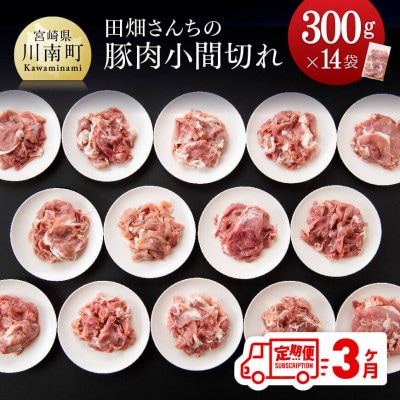 【毎月定期便】川南ポ-ク小間切れ4.2kg　300g×14袋全3回