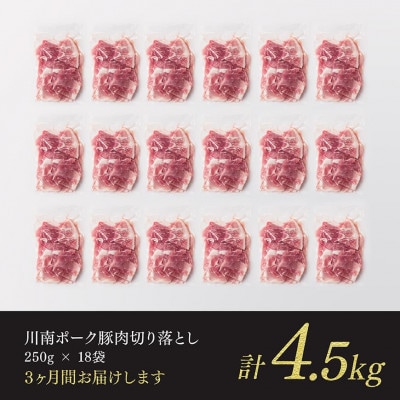【毎月定期便】川南ポ-ク切り落とし4.5kg　250g×18袋全3回