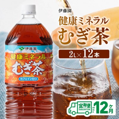 【毎月定期便】健康ミネラル むぎ茶 カフェインゼロ 2L×6本×2ケース(川南町)全12回