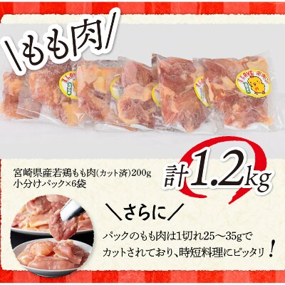宮崎県産若鶏もも肉200g×6袋+むね肉2kg(計3.2kg)