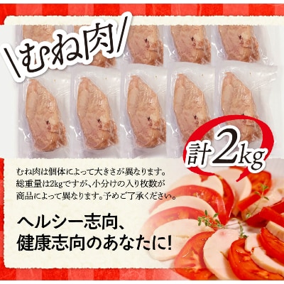 宮崎県産若鶏もも肉200g×6袋+むね肉2kg(計3.2kg)