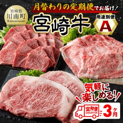 【毎月定期便】宮崎牛用途別便A全3回