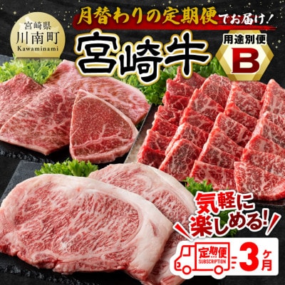 【毎月定期便】宮崎牛用途別便B全3回