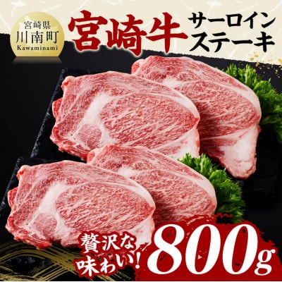 宮崎牛 A4～A5 黒毛和牛 サーロイン ステーキ 4枚 合計800g(川南町)