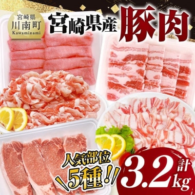 宮崎県産豚肉5種　3.2kg(川南町)
