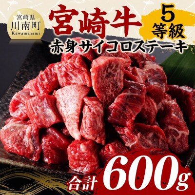 宮崎牛 厳選 5等級 ヘルシー 赤身 サイコロステーキ 600g(300g×2パック)(川南町)