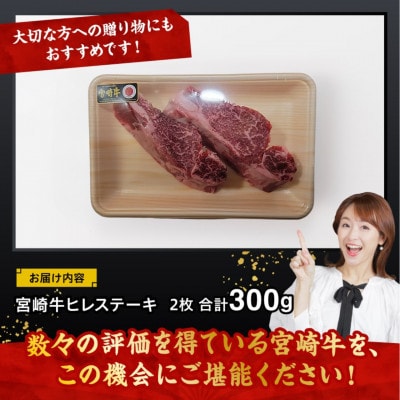 宮崎牛A5～A4 ヒレステーキ(ヘレ・フィレ)(2枚入り300g)(川南町)