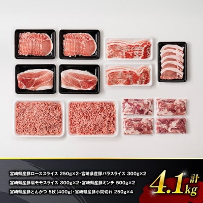 宮崎県産豚肉スライス6種セット4.1kg(川南町)
