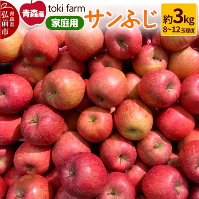りんご サンふじ 約3kg(8～12玉程度)家庭用 toki farm|24_tkf-040301